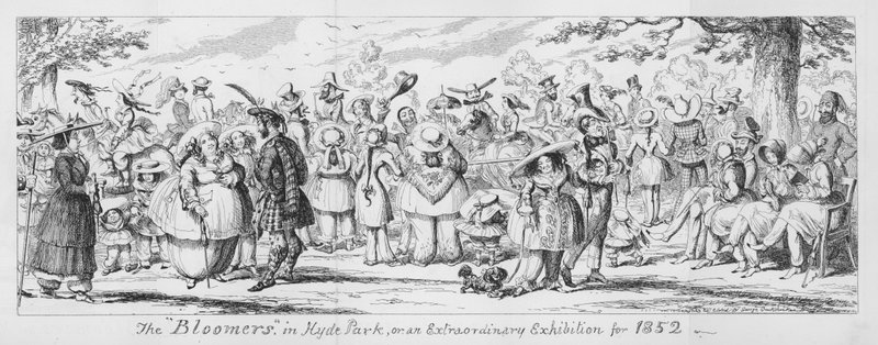 „Kwitnące” w Hyde Parku, czyli nadzwyczajna wystawa na rok 1852 (rycina) autorstwa George Cruikshank