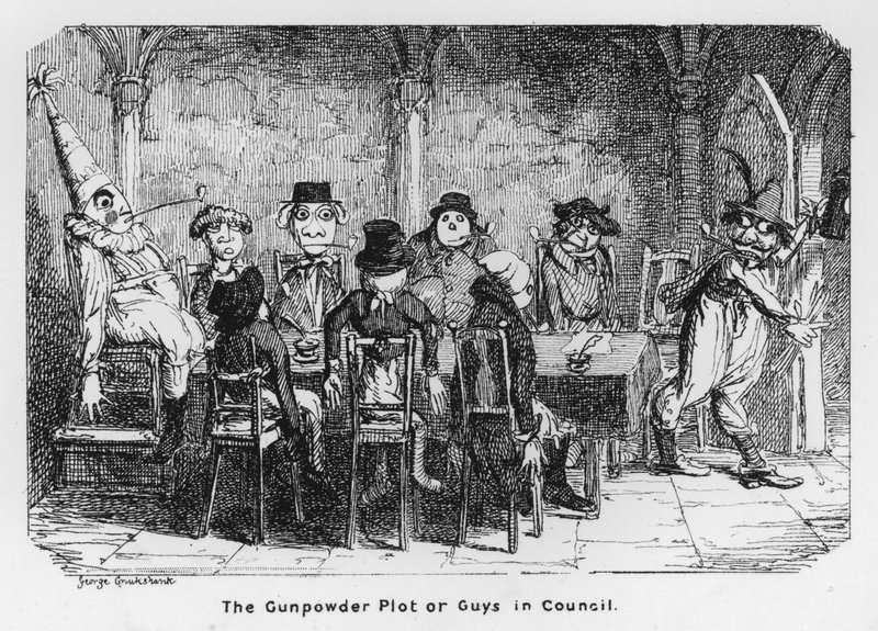 Spisek prochowy lub Faceci w Radzie (rycina) autorstwa George Cruikshank