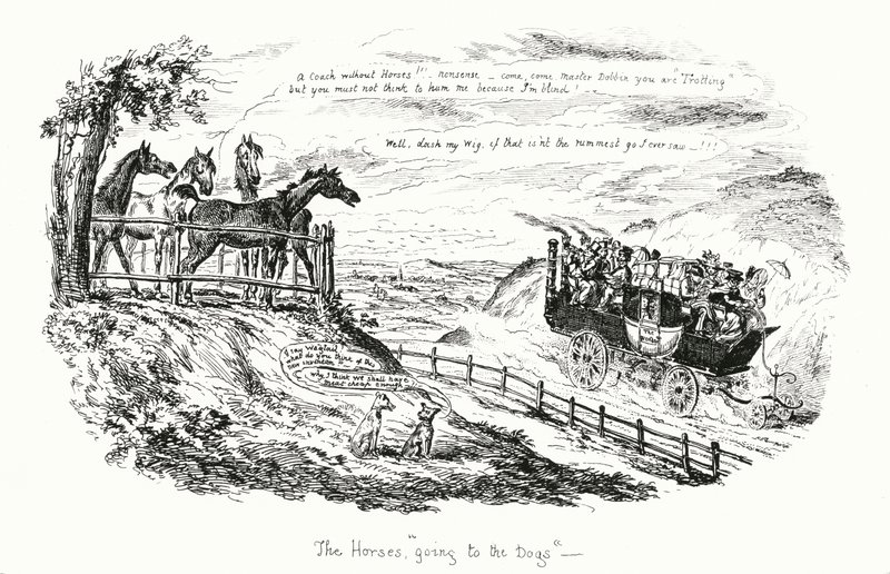 Konie idące do psów (grawerunek) autorstwa George Cruikshank