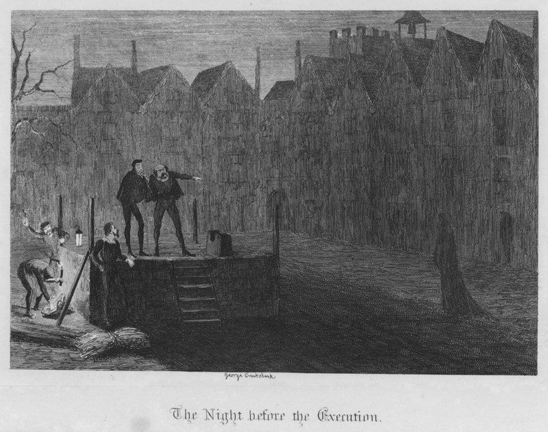 Noc przed egzekucją (rycina) autorstwa George Cruikshank