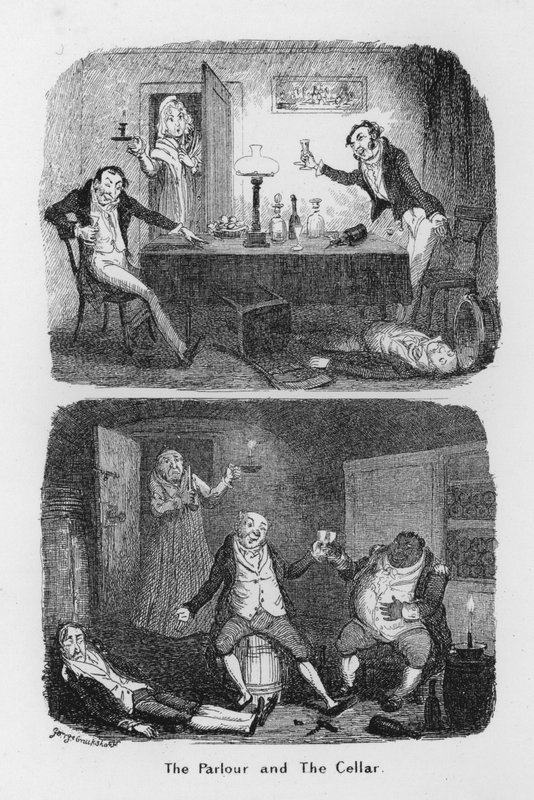 Salonik i Piwnica (grafika) autorstwa George Cruikshank