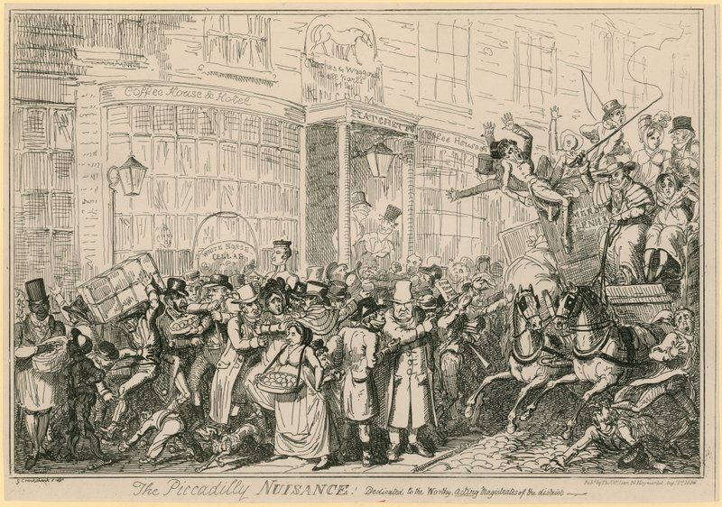 Piccadilly Nuisance: dedykowana godnym sędziom działającym w dystrykcie autorstwa George Cruikshank