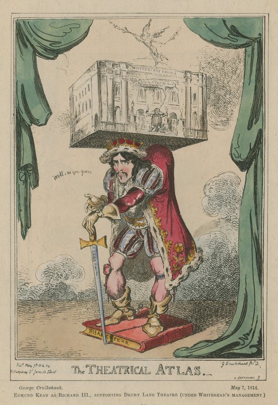 Atlas teatralny: Edmund Kean jako Richard III autorstwa George Cruikshank