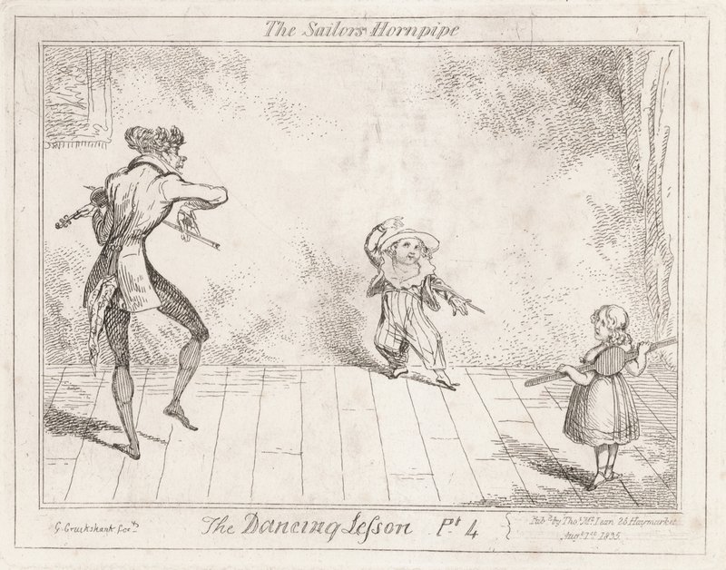 Lekcja tańca: hornpipe marynarza autorstwa George Cruikshank