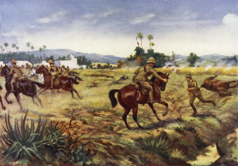 Szeregowy Charles Hull ratujący życie kapitanowi GED Learoyd, Hafiz Kor, Northwest Frontier, Indie, 5 września 1915 autorstwa George Derville Rowlandson