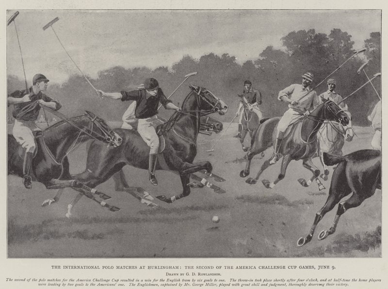 Międzynarodowe mecze polo w Hurlingham, drugi z rozgrywek Pucharu Ameryki Challenge, 9 czerwca autorstwa George Derville Rowlandson