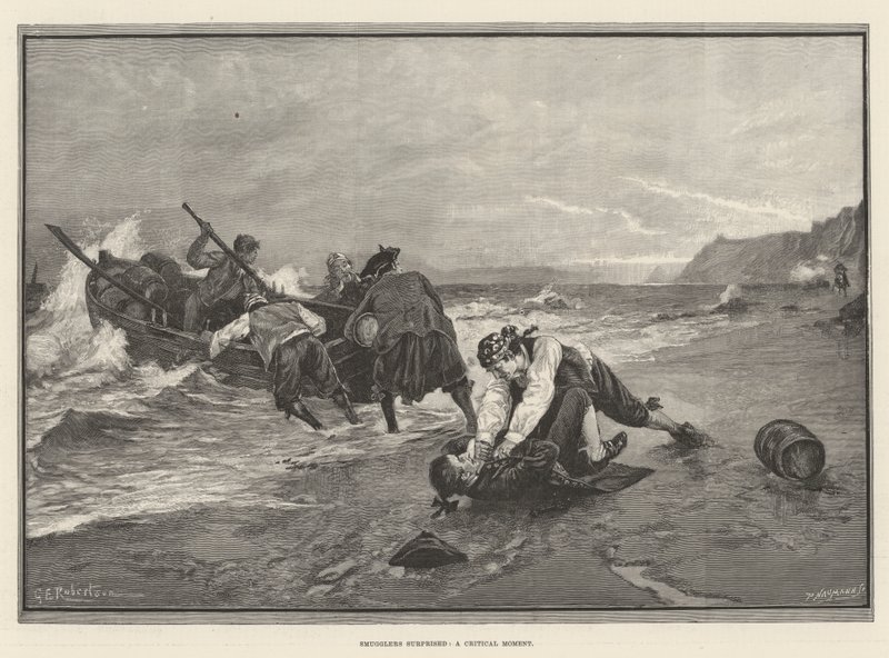 Przemytnicy zaskoczeni, moment krytyczny autorstwa George Edward Robertson