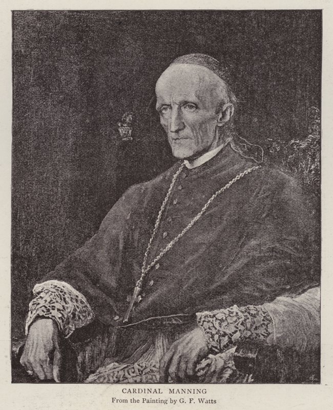 Henry Edward Manning, angielski katolicki kardynał i arcybiskup Westminsteru (lito) autorstwa George Frederick (after) Watts