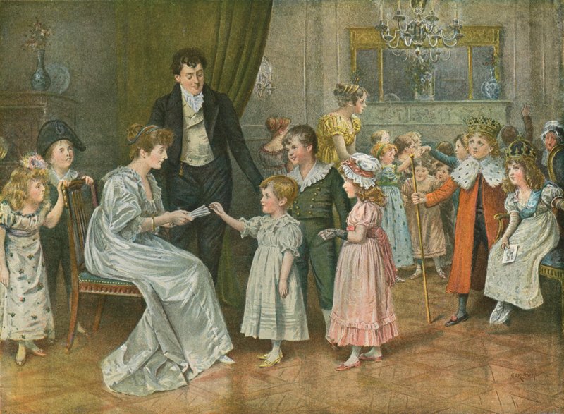 Dwunasta Noc: Impreza dla dzieci. Rysowanie losów postaci dwunastej nocy autorstwa George Goodwin Kilburne