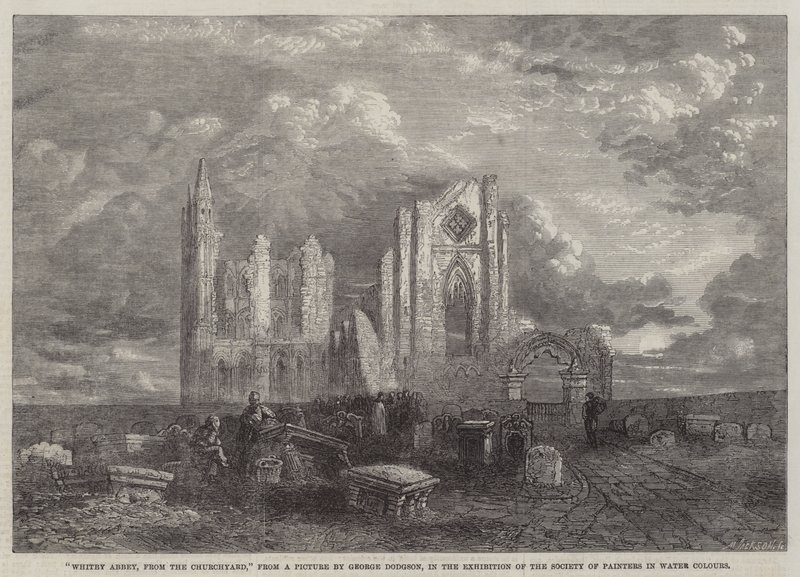 Opactwo Whitby, od strony cmentarza, na wystawie Stowarzyszenia Malarzy Akwareli autorstwa George Haydock Dodgson