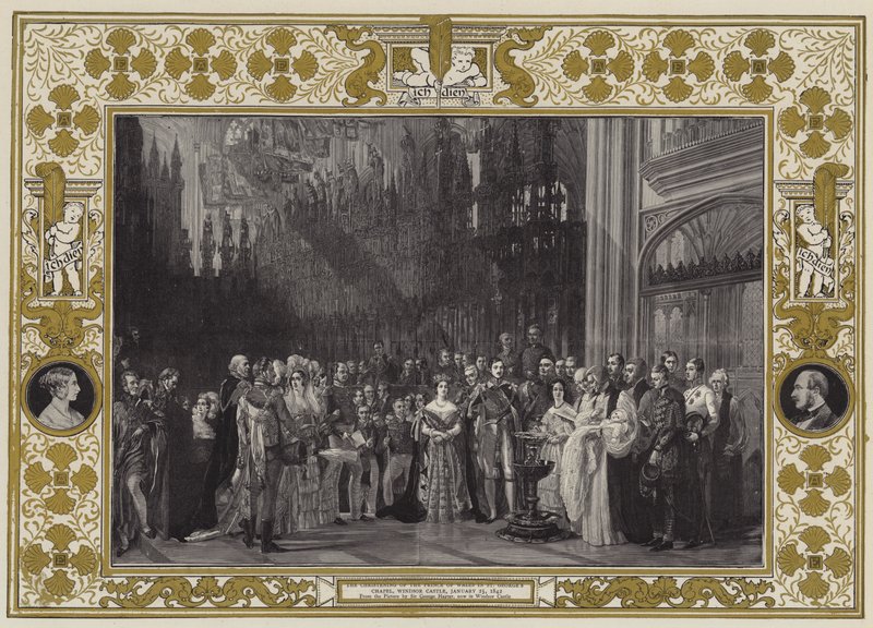 Chrzest księcia Walii w kaplicy św. Jerzego, zamek Windsor, 25 stycznia 1842 r. autorstwa George Hayter