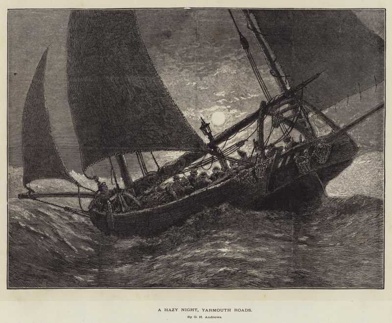 Mglista noc, Yarmouth Roads autorstwa George Henry Andrews