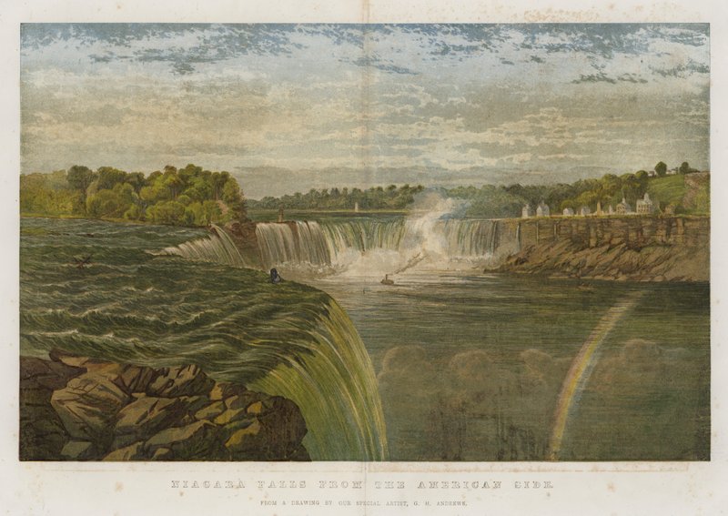 Wodospad Niagara od strony amerykańskiej (chromolitho) autorstwa George Henry Andrews