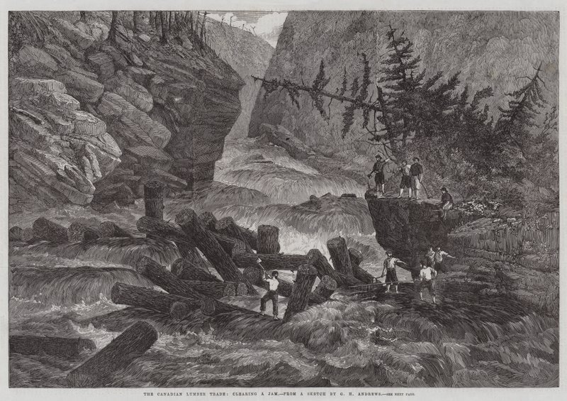 Kanadyjski handel drewnem, usuwanie zacięcia autorstwa George Henry Andrews
