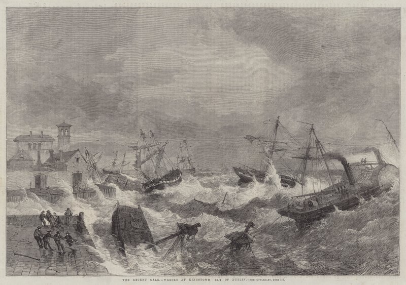 Ostatnia wichura, wraki w Kingstown, Zatoka Dublińska autorstwa George Henry Andrews