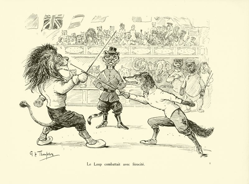 Le Loup combattait avec ferocite (litografia) autorstwa George Henry Thompson