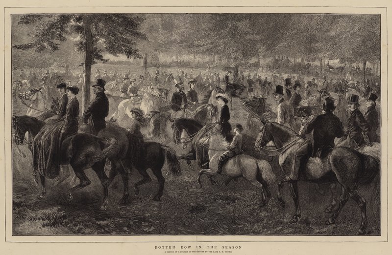 Rotten Row w sezonie (grawerowanie) autorstwa George Housman (after) Thomas
