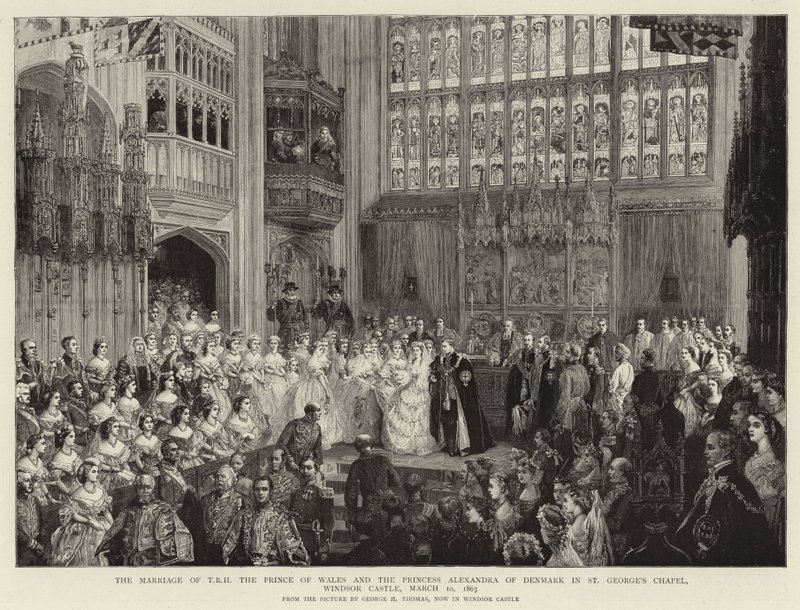 Ślub T R H Księcia Walii i księżnej Aleksandry Danii w kaplicy św. Jerzego, Zamek Windsor, 10 marca 1863 autorstwa George Housman Thomas