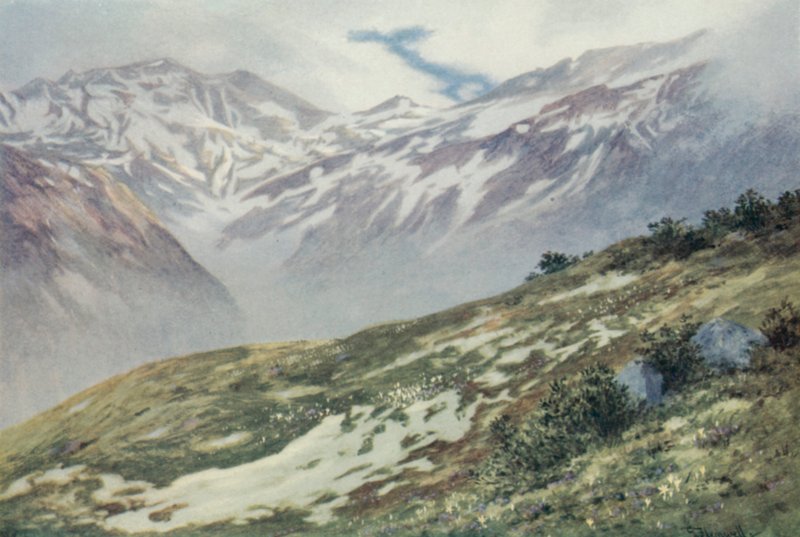 Col De Balme z Le Planet, nad Argentiere (kolor lito) autorstwa George Jackson Flemwell
