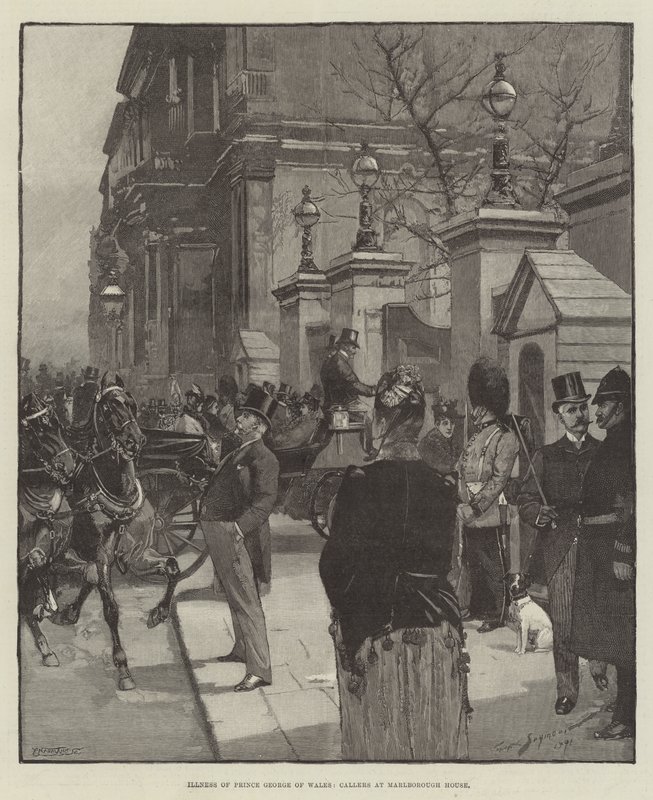 Choroba księcia Jerzego Walii, dzwoniący w Marlborough House autorstwa George L. Seymour