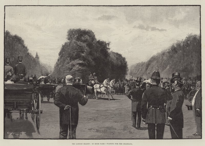 Sezon londyński, w Hyde Parku, czekając na Shahzada autorstwa George L. Seymour