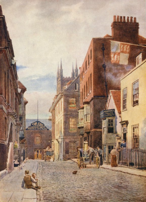 Church Street, patrząc na południe (kolorowa litografia) autorstwa George Moore Henton