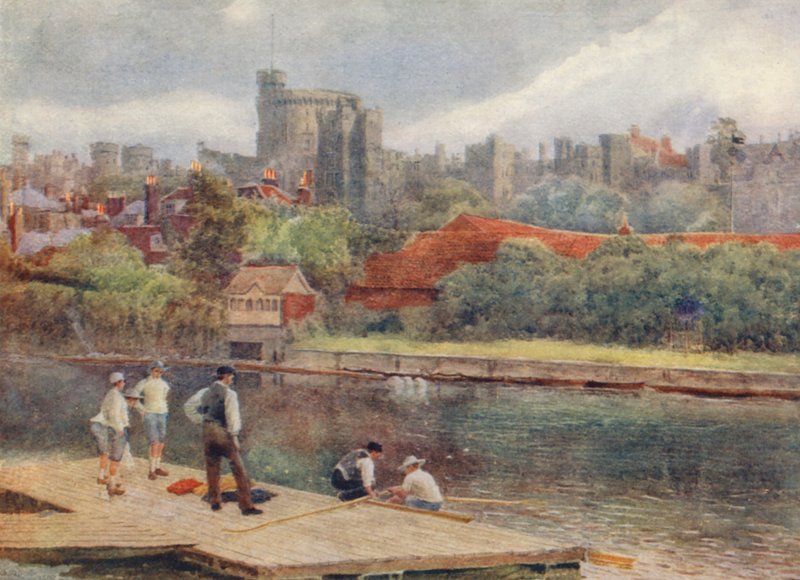 Zamek z tratw (kolorowa litografia) autorstwa George Moore Henton