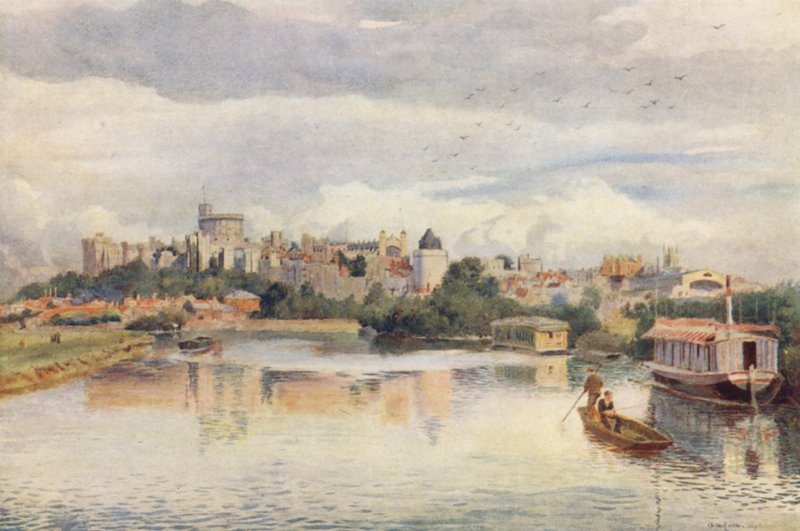 Windsor znad rzeki (kolorowa litografia) autorstwa George Moore Henton