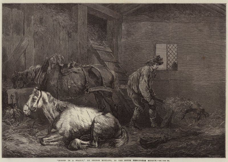 Konie w stajni autorstwa George Morland