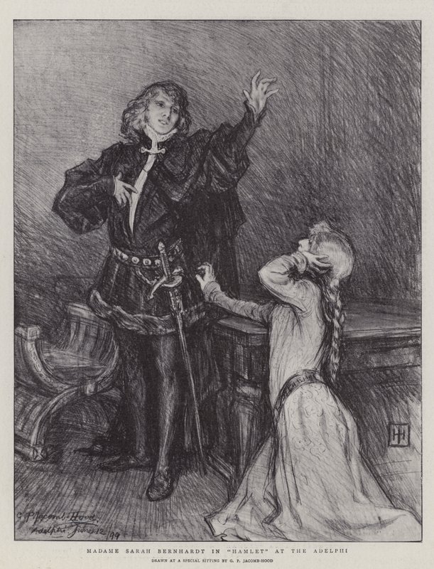 Madame Sarah Bernhardt w Hamlecie w Adelphi autorstwa George Percy Jacomb Hood