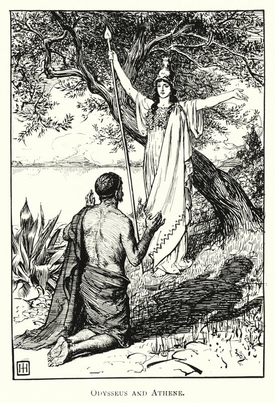 Odyseja: Odyseusz i Atena (rycina) autorstwa George Percy Jacomb Hood