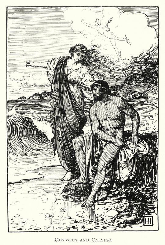 Odyseja: Odyseusz i Kalipso (rycina) autorstwa George Percy Jacomb Hood