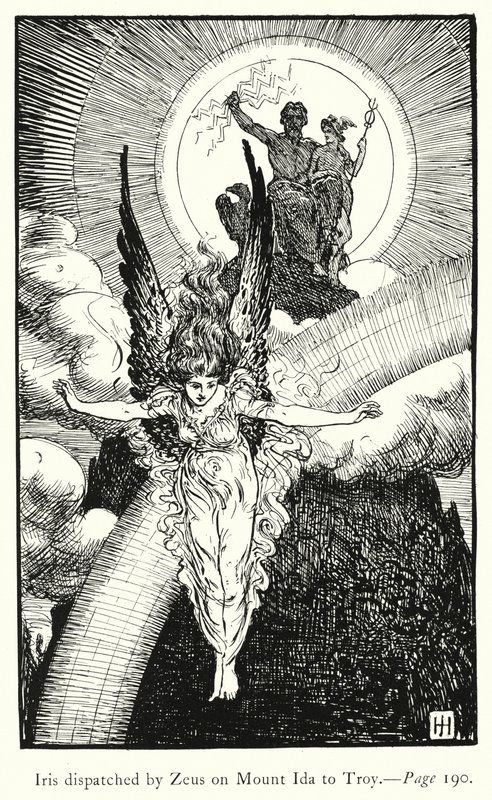 Iliada: Iris wysłana przez Zeusa na Górę Ida do Troi (rycina) autorstwa George Percy Jacomb Hood