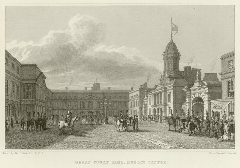 Wielki dziedziniec przy zamku w Dublinie autorstwa George Petrie