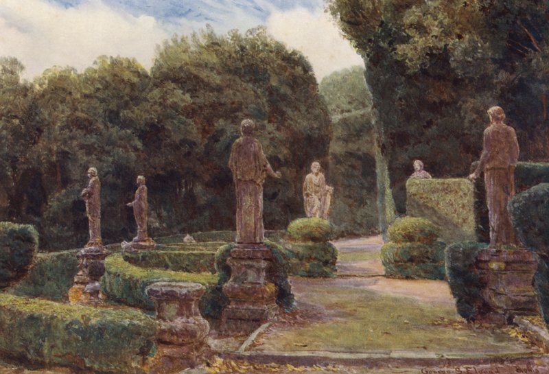 Włoskie ogrody: Villa Colonna (kolorowa litografia) autorstwa George Samuel Elgood