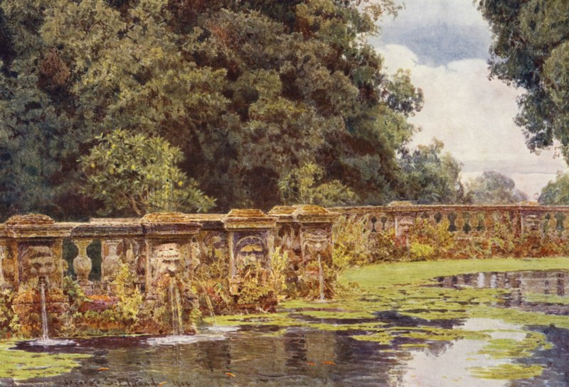 Włoskie ogrody: Villa Conti (kolorowa litografia) autorstwa George Samuel Elgood