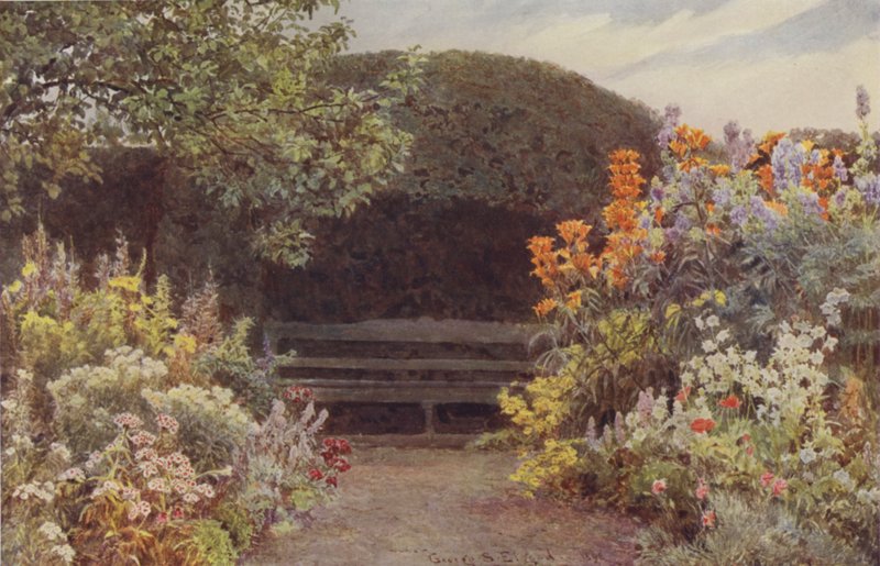 Ramscliffe, pomarańczowe lilie i tojad autorstwa George Samuel Elgood
