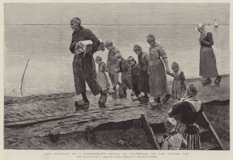Pogrzeb dziecka rybaka w Volendam na rzece Zuider Ze autorstwa George Sherwood Hunter