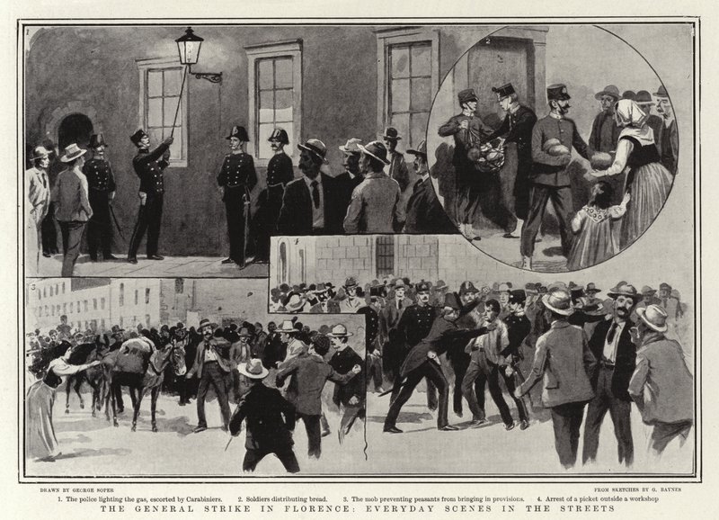 Strajk generalny we Florencji, Codzienne sceny na ulicach autorstwa George Soper