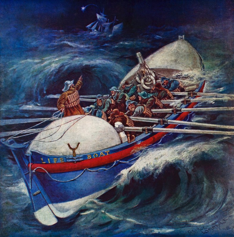 Łódź ratunkowa próbuje ratować (kolor lito) autorstwa George Washington Lambert