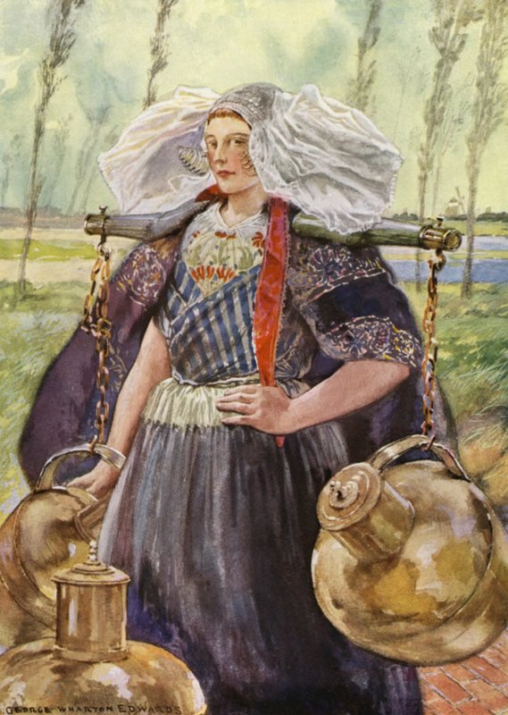 Zeeland Milkmaid (kolor lito) autorstwa George Wharton Edwards