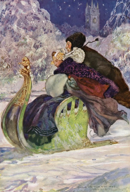 Antyczne sanie pchane, Friesland (kolor lito) autorstwa George Wharton Edwards
