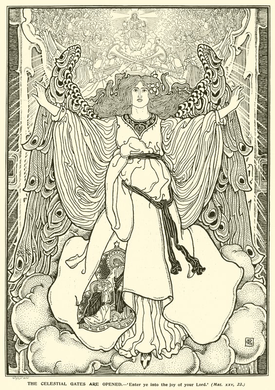 Niebiańskie Wrota Otwarte (Grawerowanie) autorstwa George Woolliscroft Rhead