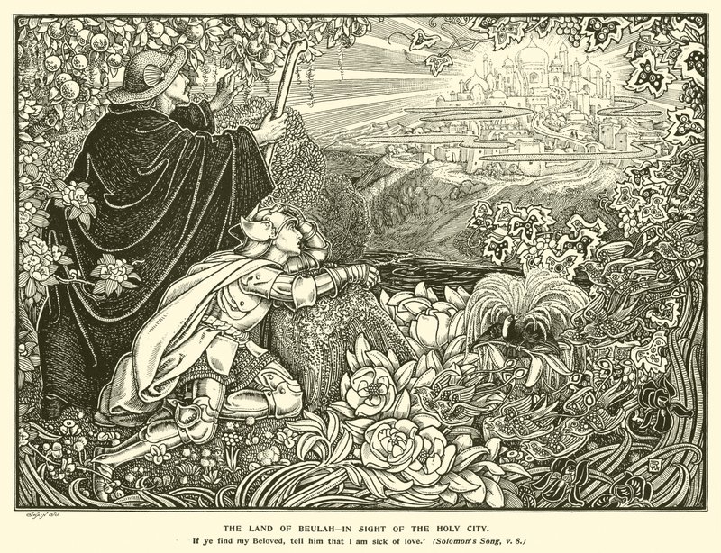 Ziemia Beulah w oczach Świętego Miasta (rycina) autorstwa George Woolliscroft Rhead
