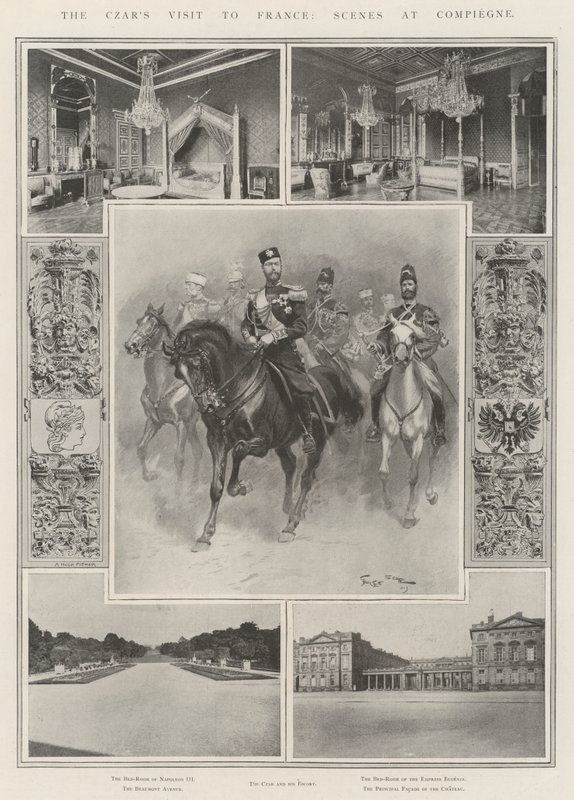 Wizyta cara we Francji, sceny w Compiegne autorstwa Georges Bertin Scott