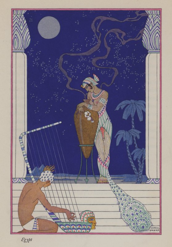 Romans perfum: Starożytny Egipt (kolor lito) autorstwa Georges (after) Barbier