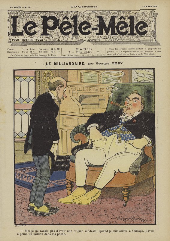 Miliarder. Ilustracja do Le Pele-Mele, 1906 autorstwa Georges Antonin Henri Mory