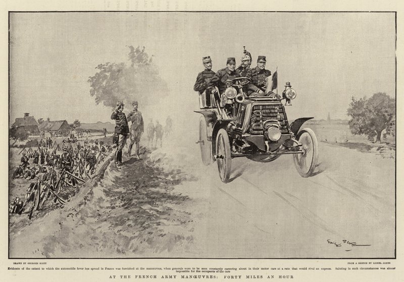 Podczas manewrów armii francuskiej czterdzieści mil na godzinę autorstwa Georges Bertin Scott