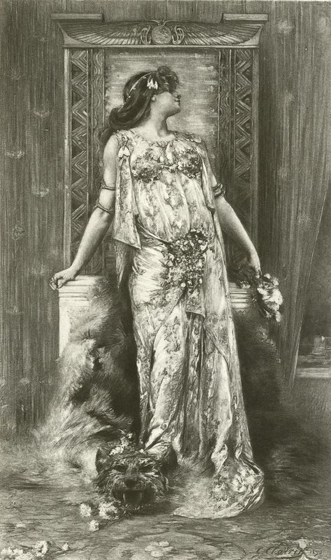 Sarah Bernhardt jako Kleopatra (rycina) autorstwa Georges Clairin