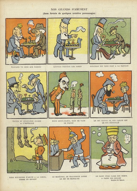 Ulubione gry wielkich mężczyzn, ilustracja do Le Rire autorstwa Georges Delaw